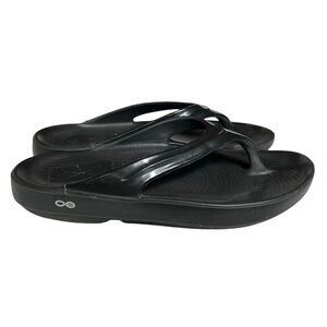 Oofos Women’s Black Oolala Recovery Thong Sandal Slide Size 11 US